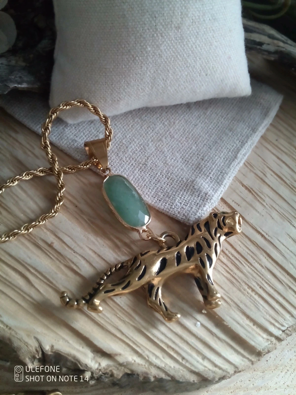 Collier long panthère et pierre d'aventurine verte naturelle sertie – photo 4